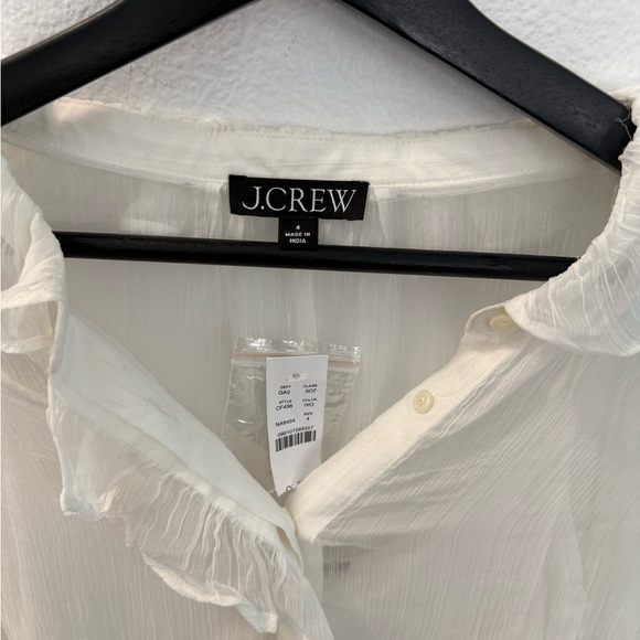 NWT J Crew Elegant White Ruffled Blouse size 4 - Picture 4 of 4